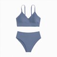 thumbnail image 1 of Xudanell Girls Swimsuits 2 Piece Solid Spaghetti Strap Bikini Sets V Neck Sports Beach Bathing Suit for Teen Girls Swimming Suit (10-12 Years,Blue), 1 of 4