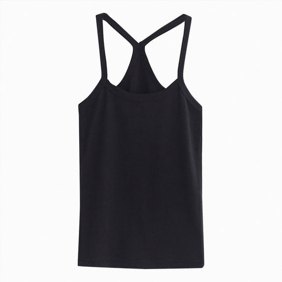 Xudanell Girls Tank Tops Solid Color Spaghetti Strap Girls Shirts Camisole Dance Sports for Casual Wear Black