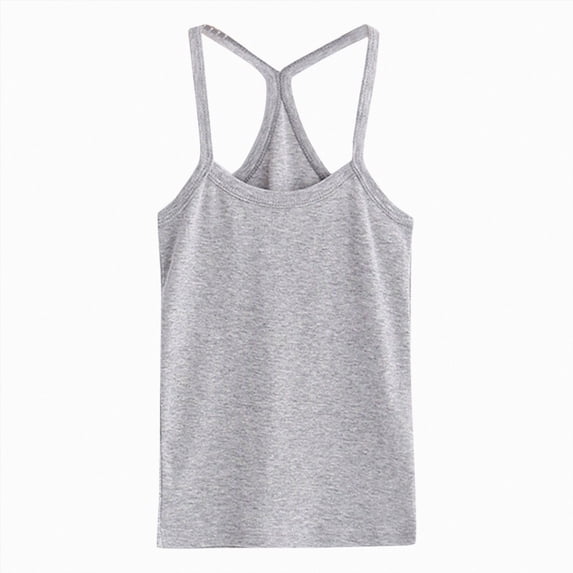 Xudanell Girls Tank Tops Solid Color Spaghetti Strap Girls Shirts Camisole Dance Sports for Casual Wear Grey