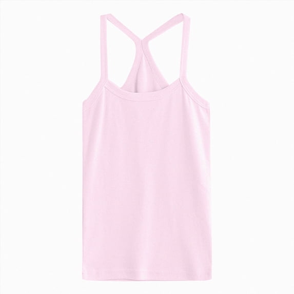 Xudanell Girls Tank Tops Solid Color Spaghetti Strap Girls Shirts Camisole Dance Sports for Casual Wear Light Pink