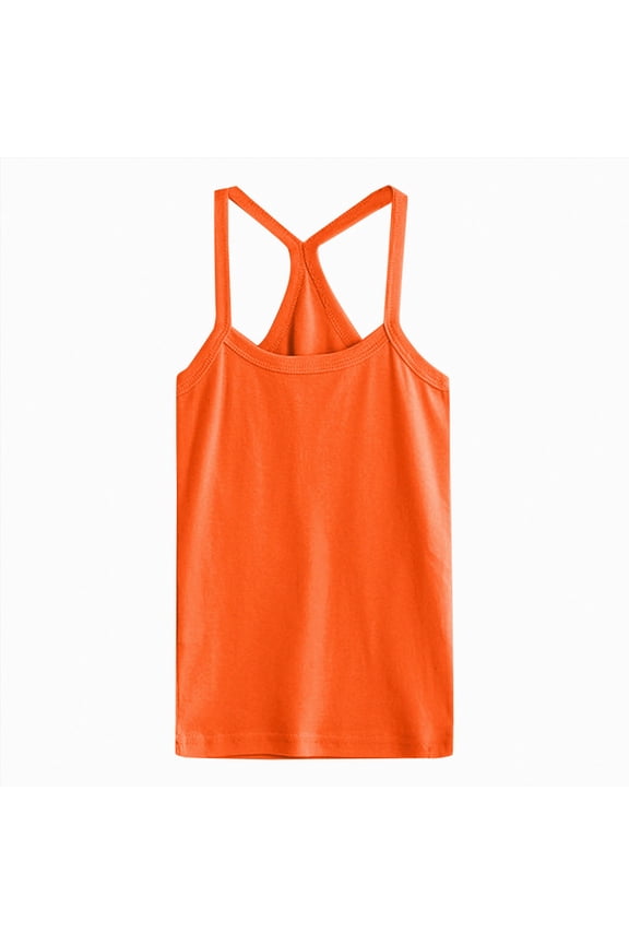 Girls Tank Tops Solid Color Spaghetti Strap Girls Shirts Camisole Dance Sports for Casual Wear Orange