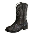thumbnail image 1 of Xudanell Girls Toddler Boots Mid Calf Girls Boots Glitter Cowboy Kid Riding Shoes for Party Birthday, 1 of 9