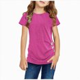 thumbnail image 1 of Xudanell Girls Tunic Tops Button Front Short Sleeve T Shirt Casual Tee for Kids Girls Relaxed Fit Hot Pink 8-9 Years, 1 of 9