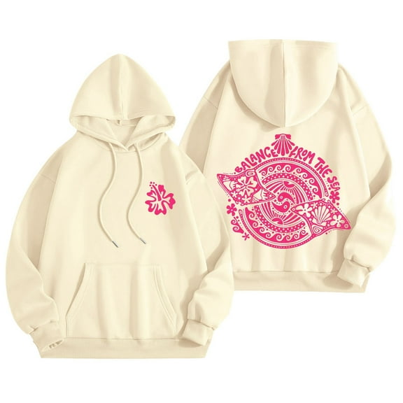 Xudanell Gym Clothes for Woman Sweatshirt with Pockets Teen Girls Oversized Solid Color Hoodies Woman Beige S