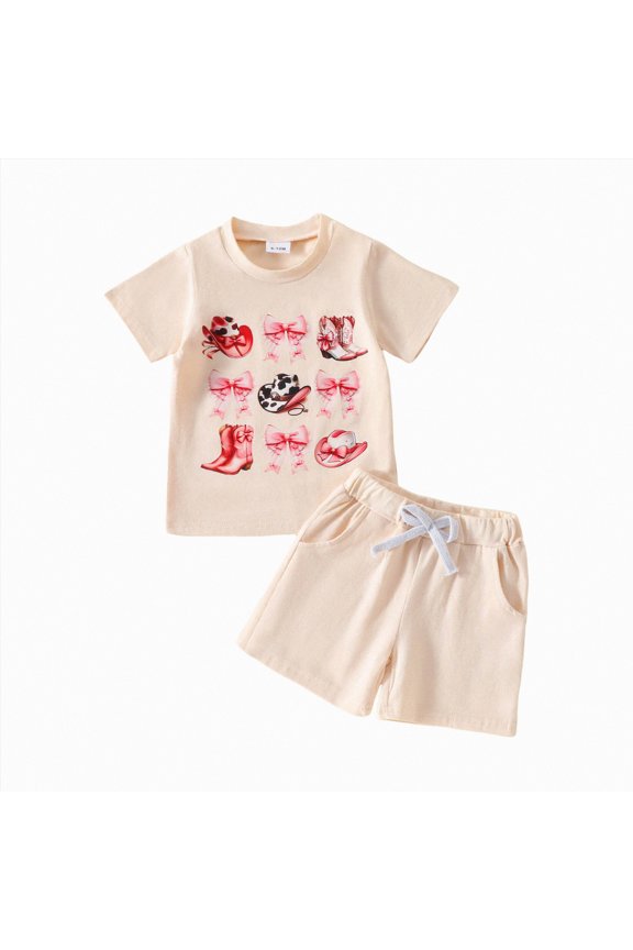Half Birthday Outfit Baby Girl Summer Short Sleeve T Shirt Elastic Shorts Set 2 Piece Newborn Girl Clothes