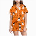 thumbnail image 1 of Xudanell Halloween Pajamas for Girls Cute Short Sleeve Top Shorts PJs Sleepwear, 1 of 5