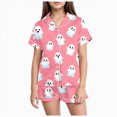 thumbnail image 1 of Xudanell Halloween Pajamas for Girls Cute Short Sleeve Top Shorts PJs Sleepwear, 1 of 5