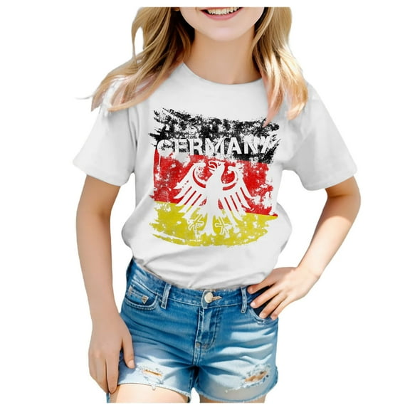 Xudanell Hawaiian Shirts for Boys Basic National Flag Printing Short Pullover Girls Boys Tshirts