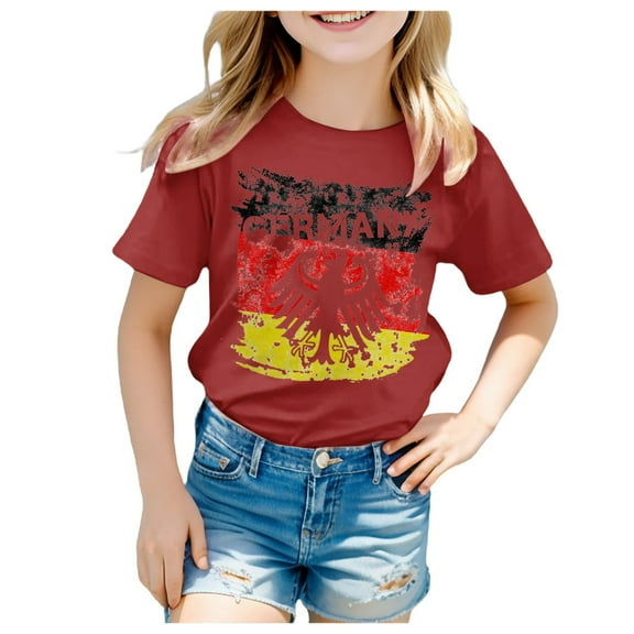 Xudanell Hawaiian Shirts for Boys Basic National Flag Printing Short Pullover Girls Boys Tshirts