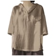 thumbnail image 1 of Xudanell Hooded Sweatshirt Women Thin Loose Button Short Sleeved Cotton Linen Summer Fashion Plus Size Coffee XXL, 1 of 5