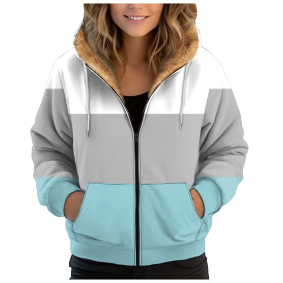 Xudanell Hoodies for Teen Girls Contrast Color Sweat Jacket with Hood Large Sizes Sweatshirt Coat Gym Clothes Dark Blue S