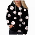 thumbnail image 1 of Xudanell Hoodies for Women Baseball Printed Womens Pullover Sweatshirt Drawstring Pocket Long Sleeve Fall Clothes, 1 of 1