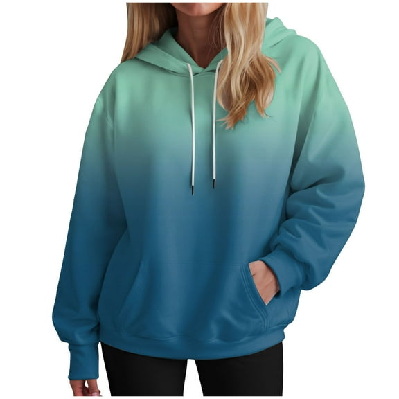 Xudanell Hoodies for Women Tiedye Gradient Sweatshirt Print Hooded Women Clothes Plus Size Hoodies Fashion Streetwear