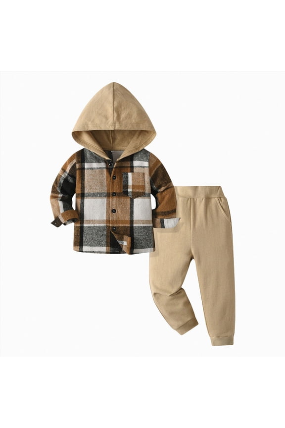 Infant Baby Boy Fall Winter Clothes Outfits Hooded Long Sweatshirt Pants Set Toddler Clothes 6 12 18 24 Months 2T(Yellow, 12-18 Months)