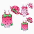thumbnail image 1 of Xudanell Infant Baby Girl Spring Summer Swimsuit Cute Tankinis Toddler 6 12 18 24 Months Girls Sleeveless Swimwear Hat (Pink, 0-3 Months), 1 of 6