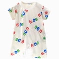 thumbnail image 1 of Xudanell Infant Boys Cotton Rompers Cartoon Jumpsuit Clothes 1-12M Crawling Clothes Summer Thin Short Sleeve Bodysuit (White,6-9 Months), 1 of 6