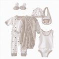 thumbnail image 1 of Xudanell Infant Girl Outfits 8pcs Newborn Baby Girl Outfit Set Short Romper Jumpsuit Pants Hat Bib Socks Romper Baby Khaki 0-3 Months, 1 of 4