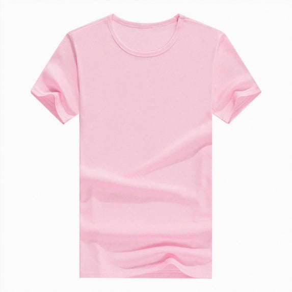 Xudanell Kids Clothes Boys Short Sleeve Birthday Boy Shirt Plain Crew Neck Basic T Shirt Breathable Daily Wear Pink 11-12 Years