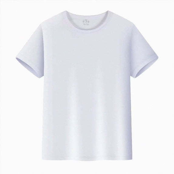 Xudanell Kids Clothes Boys Short Sleeve Birthday Boy Shirt Plain Crew Neck Basic T Shirt Breathable Daily Wear White 12-14 Years
