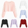 thumbnail image 1 of Xudanell Kids Crop Tops Girls Long Sleeve Tee Shirts Cute Daisy Pinted Fashion Sweatshirt Pullover Top Purple,Size 6-7 Years, 1 of 4