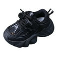 thumbnail image 1 of Xudanell Kids Dress Shoes Thick Soled Sports Shoes Mesh Lace Lightweight Fashion Sneakers Black, 1 of 6