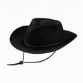 thumbnail image 1 of Xudanell Kids Girls Boys Wide Brim Western Cowboy Cowgirl Hat with Wind Lanyard Felt Fedora Hat (Black, 4-10 Years), 1 of 5