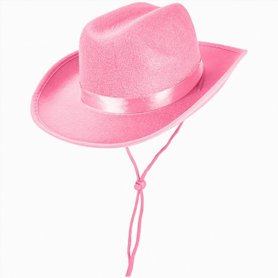 Xudanell Kids Girls Boys Wide Brim Western Cowboy Cowgirl Hat with Wind Lanyard Felt Fedora Hat