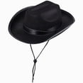 thumbnail image 1 of Xudanell Kids Girls Boys Wide Brim Western Cowboy Cowgirl Hat with Wind Lanyard Felt Fedora Hat, 1 of 6