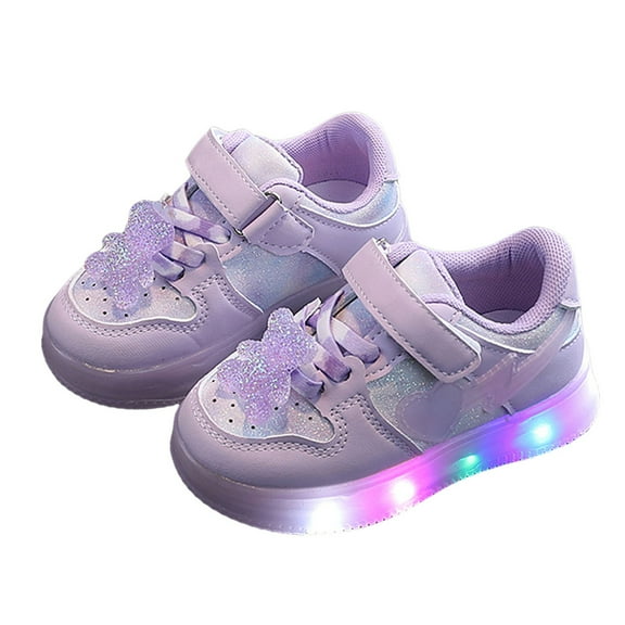 Xudanell Kids Sneakers Little Bear Soft Soled Love Sneakers Boys Girls Shoes Baby Walkers for Boys Purple