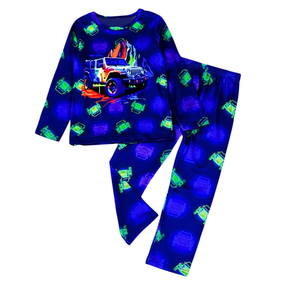 Xudanell Kids Soft Pajamas Sets 2-Piece Toddler Long Sleeve Sleepwear For Girls Boys Top And Pants Outdoor Pjs Size 24M-12Y (Blue, 4-5 Years)