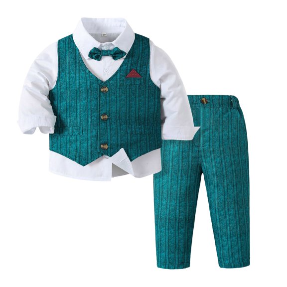 Xudanell Kids Suits for Boys 4 Piece Formal Suit Kids Clothes Dress Shirt Vest Pants Boys Tie Outfits Birthday Gentle Set