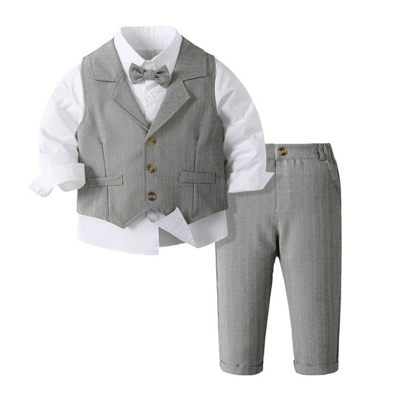 Xudanell Kids Suits for Boys 4 Piece Formal Suit Kids Clothes Dress Shirt Vest Pants Boys Tie Outfits Birthday Gentle Set