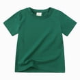 thumbnail image 1 of Xudanell Kids T Shirts Solid Color Short Sleeved Shirt Cotton Tee for Summer Clothes Relaxed Fit Green 4-5 Years, 1 of 7
