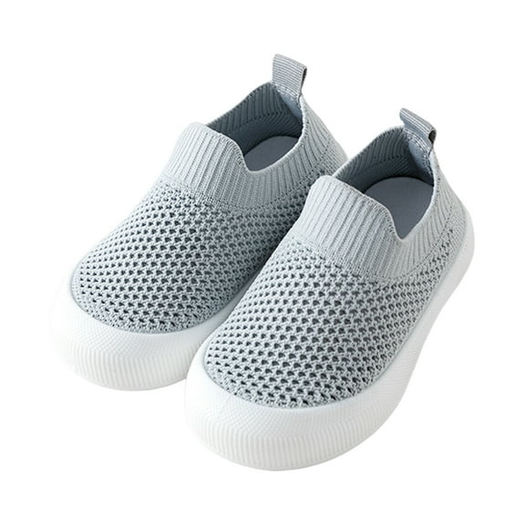 Xudanell Kids Tennis Shoes Floor Soft Bottom Knitted Mesh Socks Shoes Toddler Boy Dress Shoes Grey