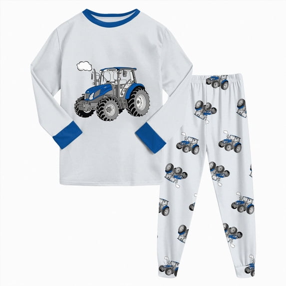 Xudanell Kids & Toddler Boys Pajamas 2 Piece Pjs Set 100% Cotton Sleepwear Blue,Size 4-5 Years