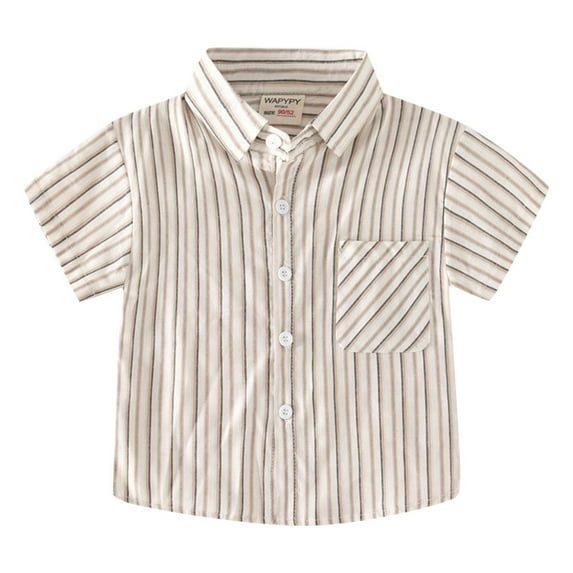 Xudanell Kids Toddler Striped Shirt Boys Button Up Shirt Tops Little Boys Outwear Short Sleeve for 3-5 Years