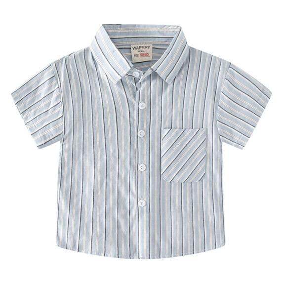 Xudanell Kids Toddler Striped Shirt Boys Button Up Shirt Tops Little Boys Outwear Short Sleeve for 3-5 Years