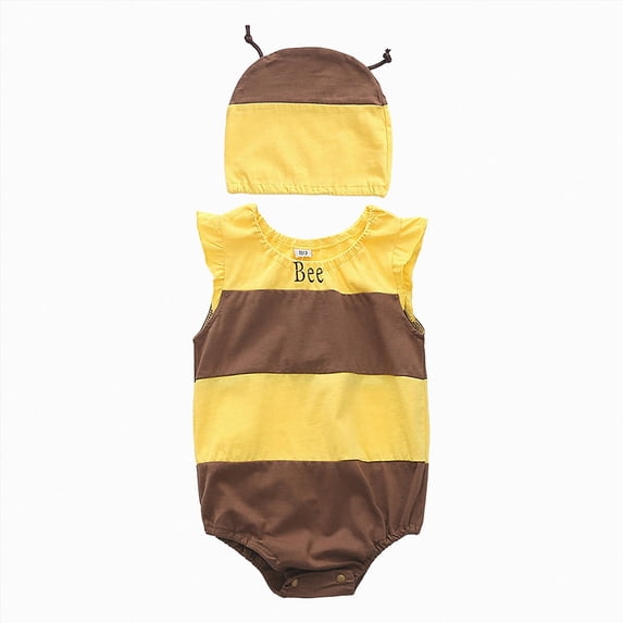 Xudanell Ladybug Ladybird Onesie Romper Bodysuit Dress Up Set with Hat Size 3-24 Months(Brown,D)