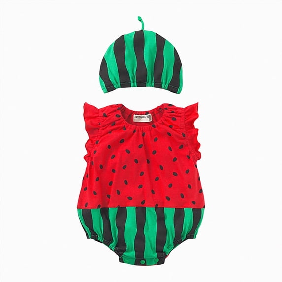 Xudanell Ladybug Ladybird Onesie Romper Bodysuit Dress Up Set with Hat Size 3-24 Months(Green,D)