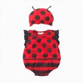 thumbnail image 1 of Xudanell Ladybug Ladybird Onesie Romper Bodysuit Dress Up Set with Hat Size 3-24 Months(Red,3-6 Months), 1 of 5
