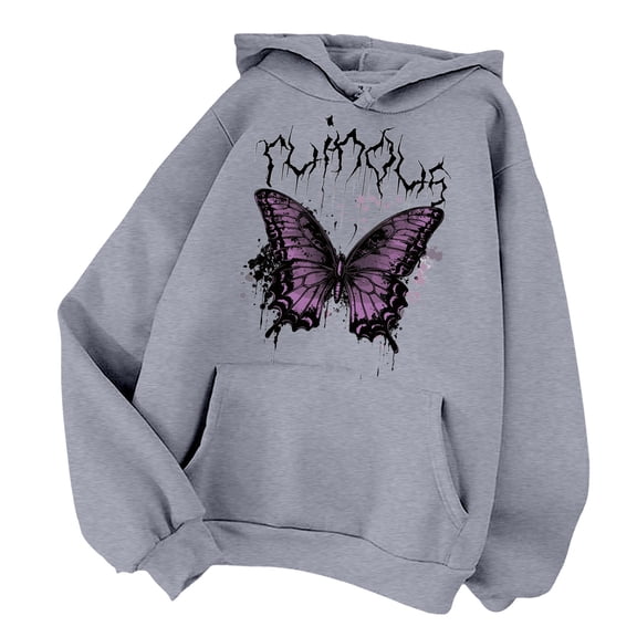 Xudanell Lightweight Hoodies for Women Autumn Solid Color Oversized Tops with Stitching Details Versatile Womens Hoodie Grey XXL