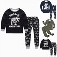 thumbnail image 1 of Xudanell Little Big Boys Girls Pajamas Set Kids PJs 100% Cotton Sleepwear (Black, 6-7 Years), 1 of 6