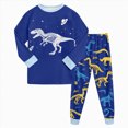 thumbnail image 1 of Xudanell Little Big Boys Girls Pajamas Set Kids PJs 100% Cotton Sleepwear Blue,Size 5-6 Years, 1 of 4