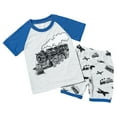 thumbnail image 1 of Xudanell Little Boys 2 Piece Short Pajamas Train Shark Sleepwear 100% Cotton Toddler Dinosaur Pjs Summer Kids Clothes 2-7T (Silver, 6-7 Years), 1 of 9