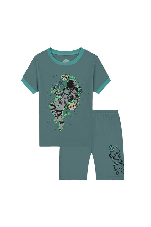 Little Boys Girls' Pajamas Sets Glow in The Dark Toddler Pjs Cotton Kids Sleepwear (Green, 2-3 Years)