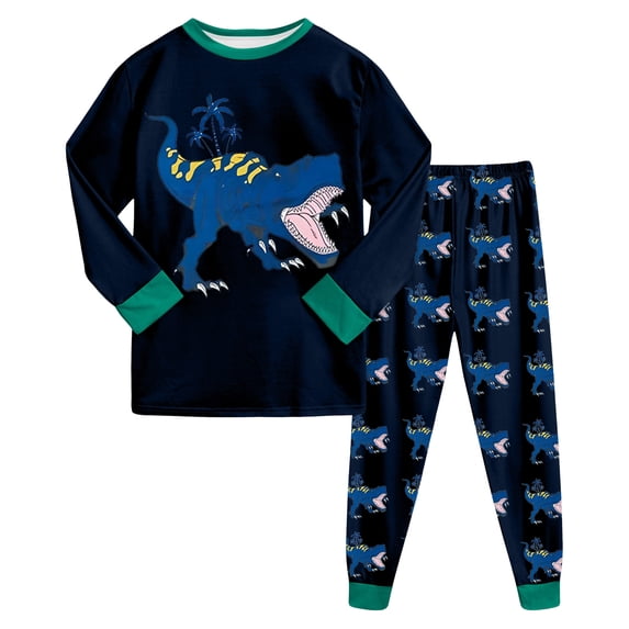 Xudanell Little Boys Long sleeve Pajamas Kids jammies Child Pjs (Black, 4-5 Years)