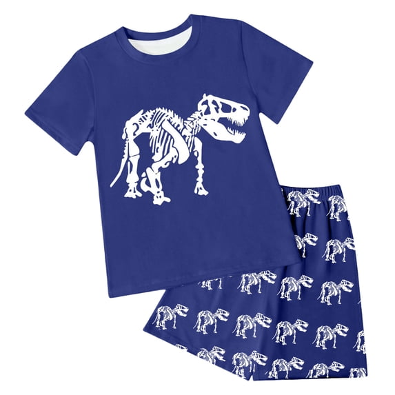Xudanell Little Boys Short Sleeve Pajamas Sets Toddler 100% Cotton Pjs Kids Sleepwears (Blue, 4-5 Years)