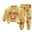 thumbnail image 1 of Xudanell Mamas Boy Outfit Toddler Boy Fall Outfits Christmas Graphic Sweatshirt Joggers Pants Winter Set Yellow 6-12 Months, 1 of 4