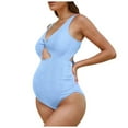 thumbnail image 1 of Xudanell Maternity Tankini One Piece Cute Ruffle Hem Pregnancy Swimsuit Adjustable Thick Straps Maternity High Waist Suits Swimwear Sexy&nbsp;Bathing&nbsp;Suit (Blue,XL), 1 of 6