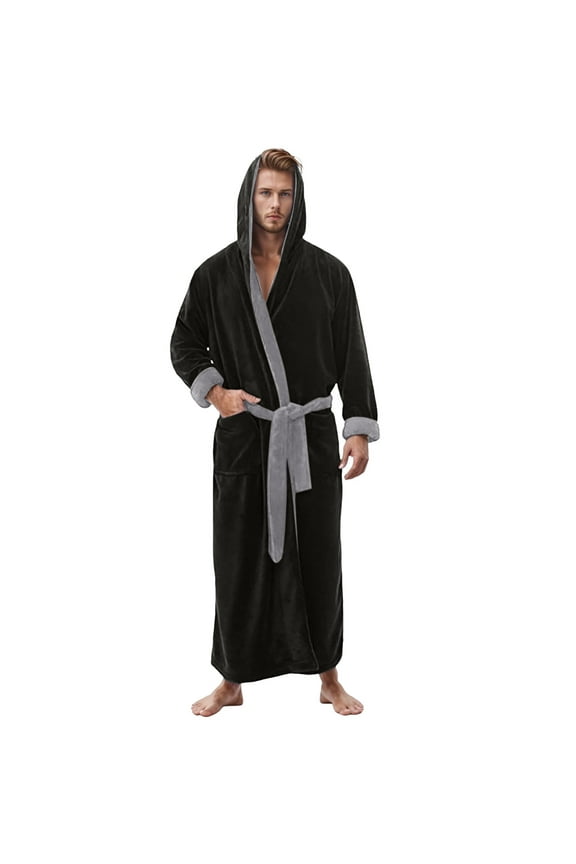 Men Hooded Bathrobe for Men 100 Cotton Terry Bathrobes with Hood Towel Spa Robe Bathrobe for Men Loungewear for S-5XL
